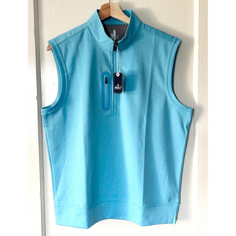 NWT Johnnie-O‎ Denny Performance Quarter Zip Vest Baja Light Blue M Summer Golf